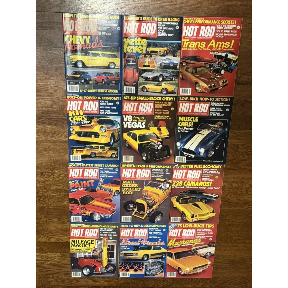 VINTAGE  lot of 12 HOT ROD magazines ~ 1980 FULL YEAR